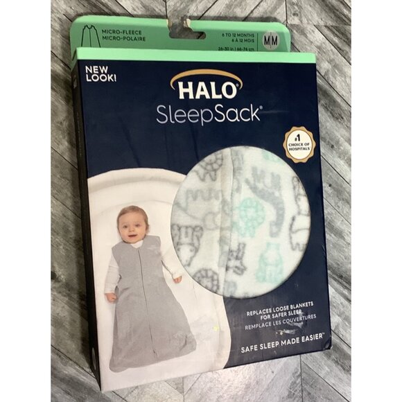 Halo SleepSack Wearable Blanket Micro-Fleece TOG 1.0 6-12M 16-24lb Animal Action - Picture 3 of 4